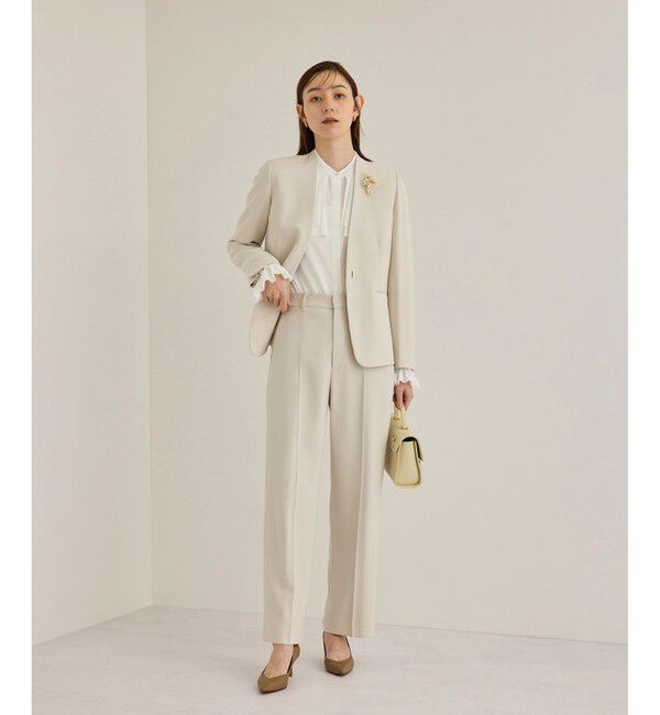 ROPE「トリアセダブルクロスストレートワイドパンツ【セレモニー/通勤対応】」|チノ|