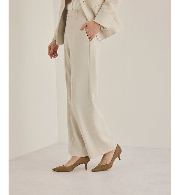 ROPE「トリアセダブルクロスストレートワイドパンツ【セレモニー/通勤対応】」|チノ|