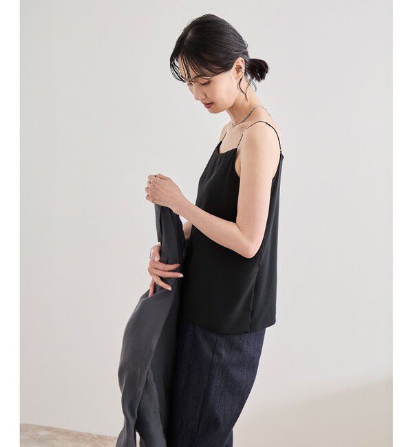 ROPE「【洗える】カップ付きサテンジャージーキャミソール」|キャミソール|