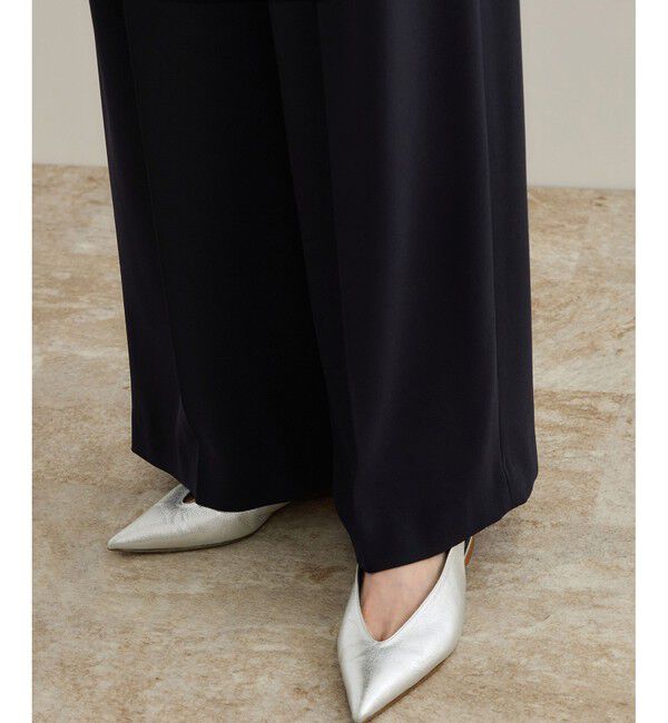 ROPE「【洗える・カセット服・新色追加】バックサテンイージーワイドパンツ/お仕事・通勤・セットアップ対応」|チノ|