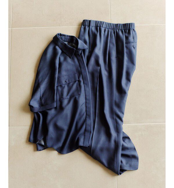 ROPE「【洗える・カセット服・新色追加】バックサテンイージーワイドパンツ/お仕事・通勤・セットアップ対応」|チノ|