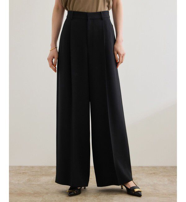 ROPE「[美人パンツ]ダブルクロスワイドパンツ/イージーケア」|チノ|