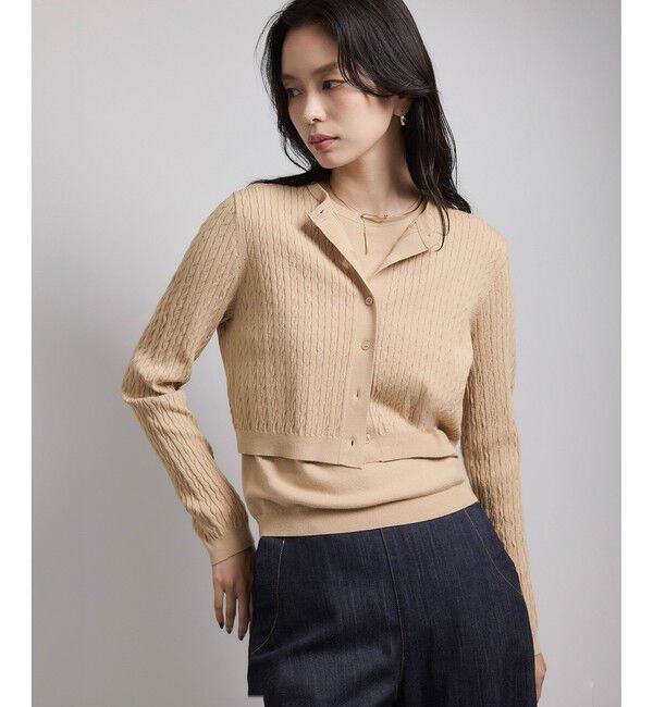 ROPE「ミニケーブルセパレートカーディガン（アンサンブル）/ イージーケア」|カーディガン|ベージュ(27)