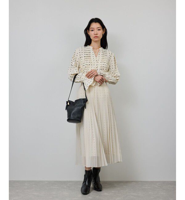 ROPE「スクエアドットプリントププリーツスカート」|スカート|