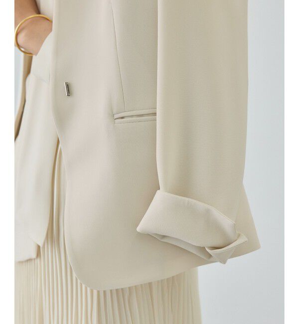 ROPE「トリアセダブルクロス Ｖネックジャケット/セットアップ対応・イージーケア・26SS」|ノーカラージャケット|