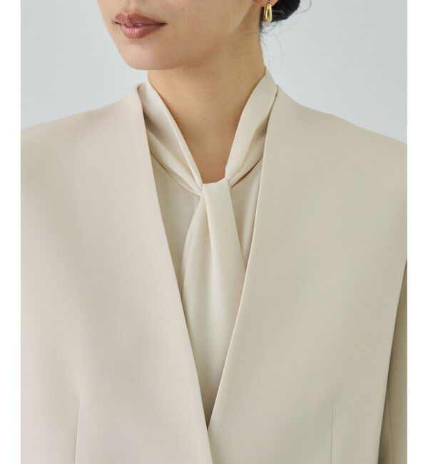 ROPE「トリアセダブルクロス Ｖネックジャケット/セットアップ対応・イージーケア・26SS」|ノーカラージャケット|