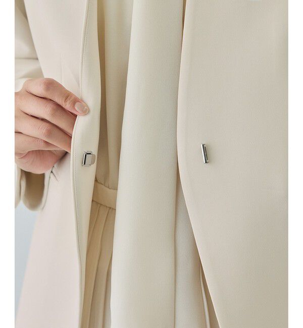 ROPE「トリアセダブルクロス Ｖネックジャケット/セットアップ対応・イージーケア・26SS」|ノーカラージャケット|