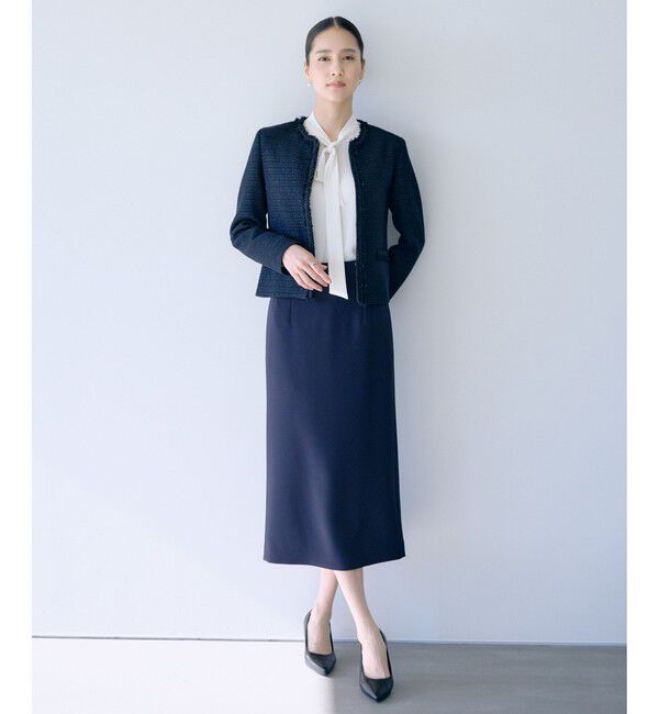 ROPE「トリアセダブルクロス ハイウエストタイトスカート/セットアップ対応・イージーケア・26SS」|スカート|