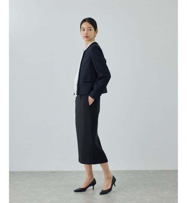 ROPE「トリアセダブルクロス ハイウエストタイトスカート/セットアップ対応・イージーケア・26SS」|スカート|