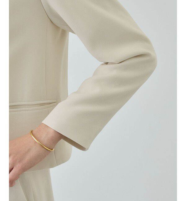 ROPE「トリアセダブルクロス クルーネックジャケット/セットアップ対応・イージーケア・26SS」|ノーカラージャケット|