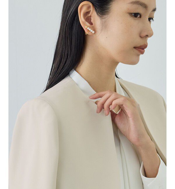 ROPE「トリアセダブルクロス クルーネックジャケット/セットアップ対応・イージーケア・26SS」|ノーカラージャケット|