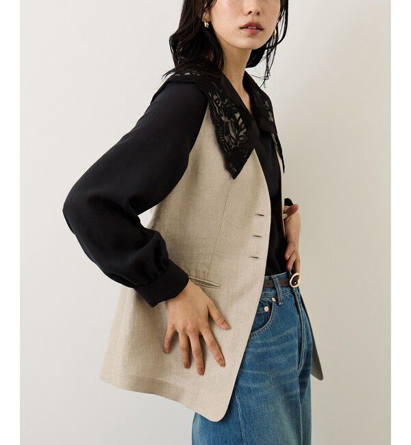 ROPE「レースカラーコンパクトブラウス/イージーケア」|シャツ・ブラウス|