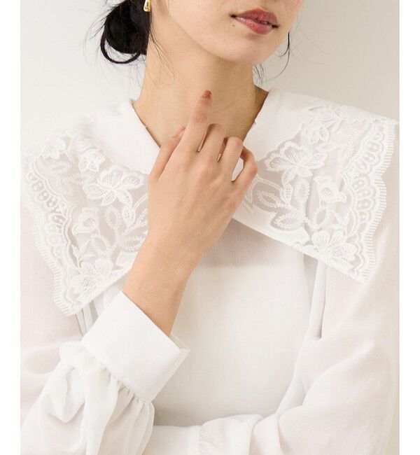 ROPE「レースカラーコンパクトブラウス/イージーケア」|シャツ・ブラウス|