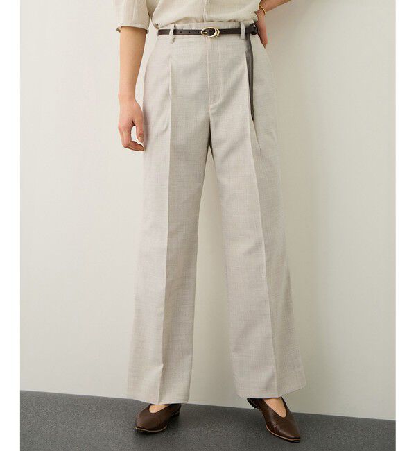 ROPE「リネンライクセミフレアパンツ/セットアップ対応・イージーケア」|チノ|