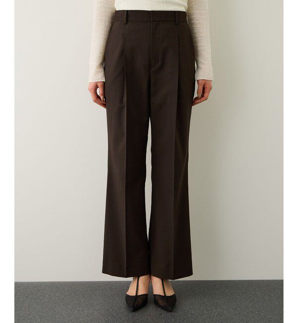 ROPE「リネンライクセミフレアパンツ/セットアップ対応・イージーケア」|チノ|