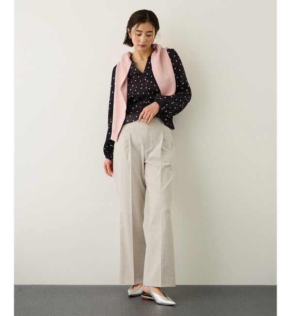 ROPE「リネンライクセミフレアパンツ/セットアップ対応・イージーケア」|チノ|