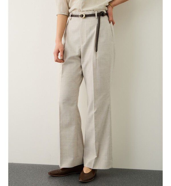 ROPE「リネンライクセミフレアパンツ/セットアップ対応・イージーケア」|チノ|ベージュ(27)
