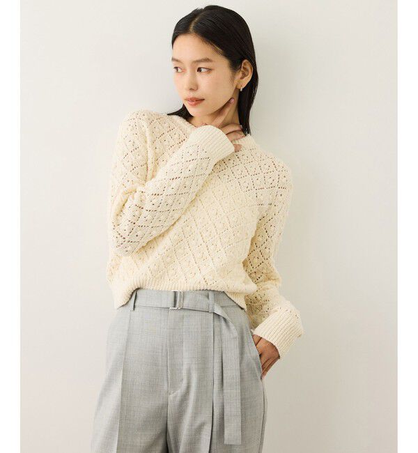 ROPE「ダイヤ柄ポップコーン編みプルオーバー/イージーケア」|ニット・セーター|