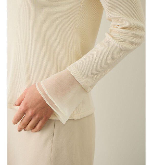 ROPE「シアーフレア袖ドッキングカットソー/イージーケア」|Tシャツ・カットソー|