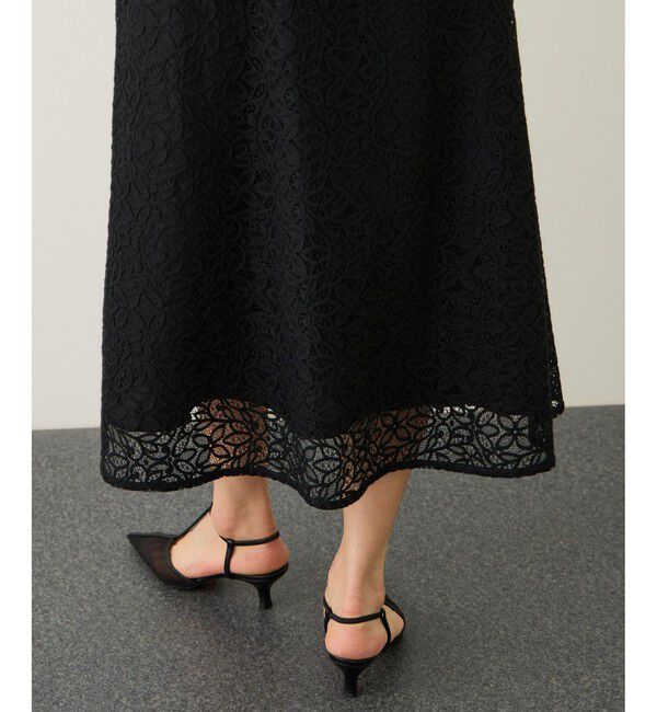 ROPE「ベルト付きセミフレアレーススカート/イージーケア」|スカート|