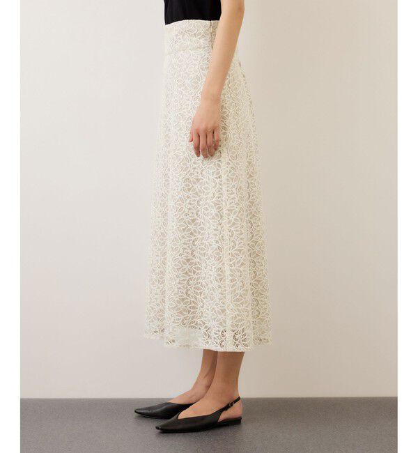 ROPE「ベルト付きセミフレアレーススカート/イージーケア」|スカート|