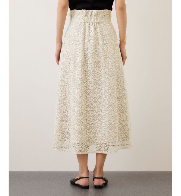 ROPE「ベルト付きセミフレアレーススカート/イージーケア」|スカート|