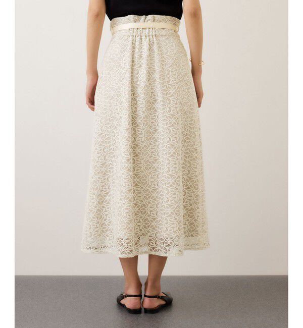 ROPE「ベルト付きセミフレアレーススカート/イージーケア」|スカート|