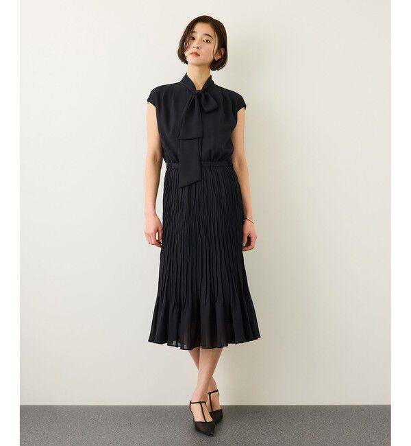 ROPE「ジョーゼットフレンチスリーブプリーツワンピース/26SS」|ワンピース|