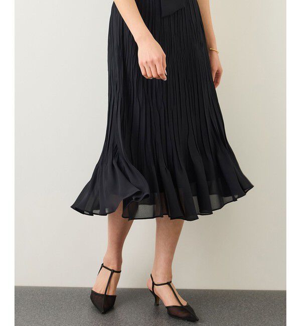 ROPE「ジョーゼットフレンチスリーブプリーツワンピース/26SS」|ワンピース|