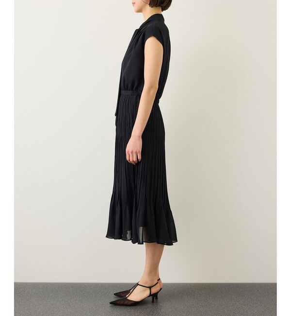 ROPE「ジョーゼットフレンチスリーブプリーツワンピース/26SS」|ワンピース|