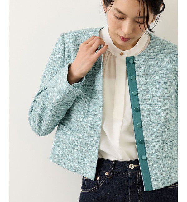 ROPE「ツイードノーカラージャケット」|ノーカラージャケット|
