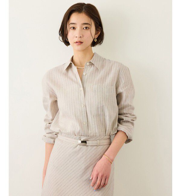ROPE「リネンシルクコットンシャツ(無地＆ストライプ)/イージーケア・セットアップ対応」|シャツ・ブラウス|