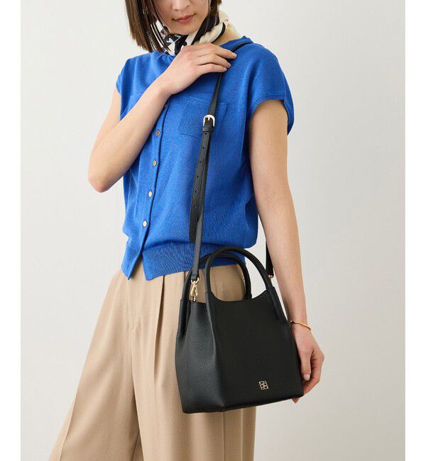 ROPE「2WAYキューブボックスレザーハンドバッグ」|ハンドバッグ|ブラック(01)