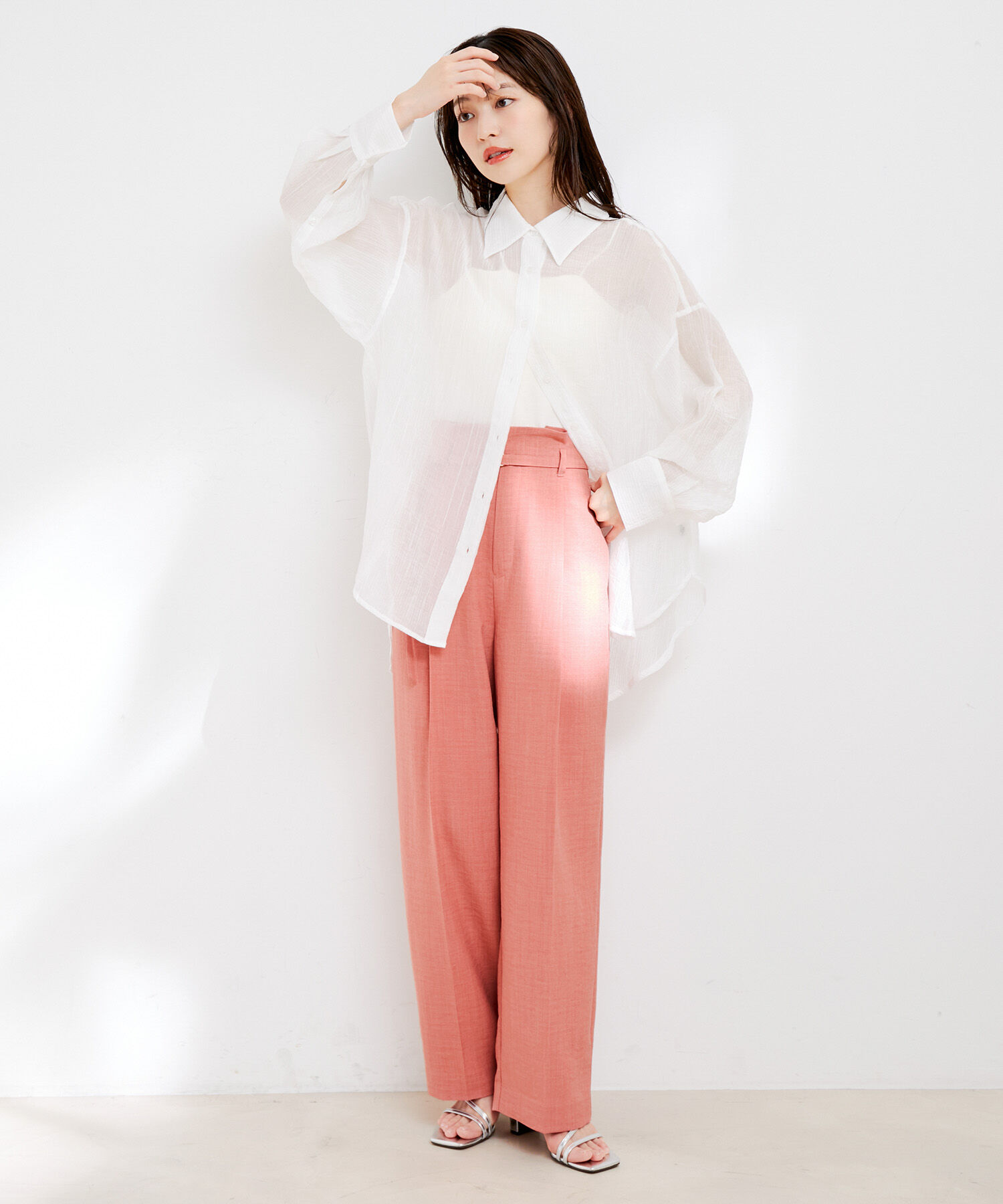 VIS「【接触冷感・洗える】美easy Dカンベルト付きワイドパンツ【セットアップ対応】」|スラックス|