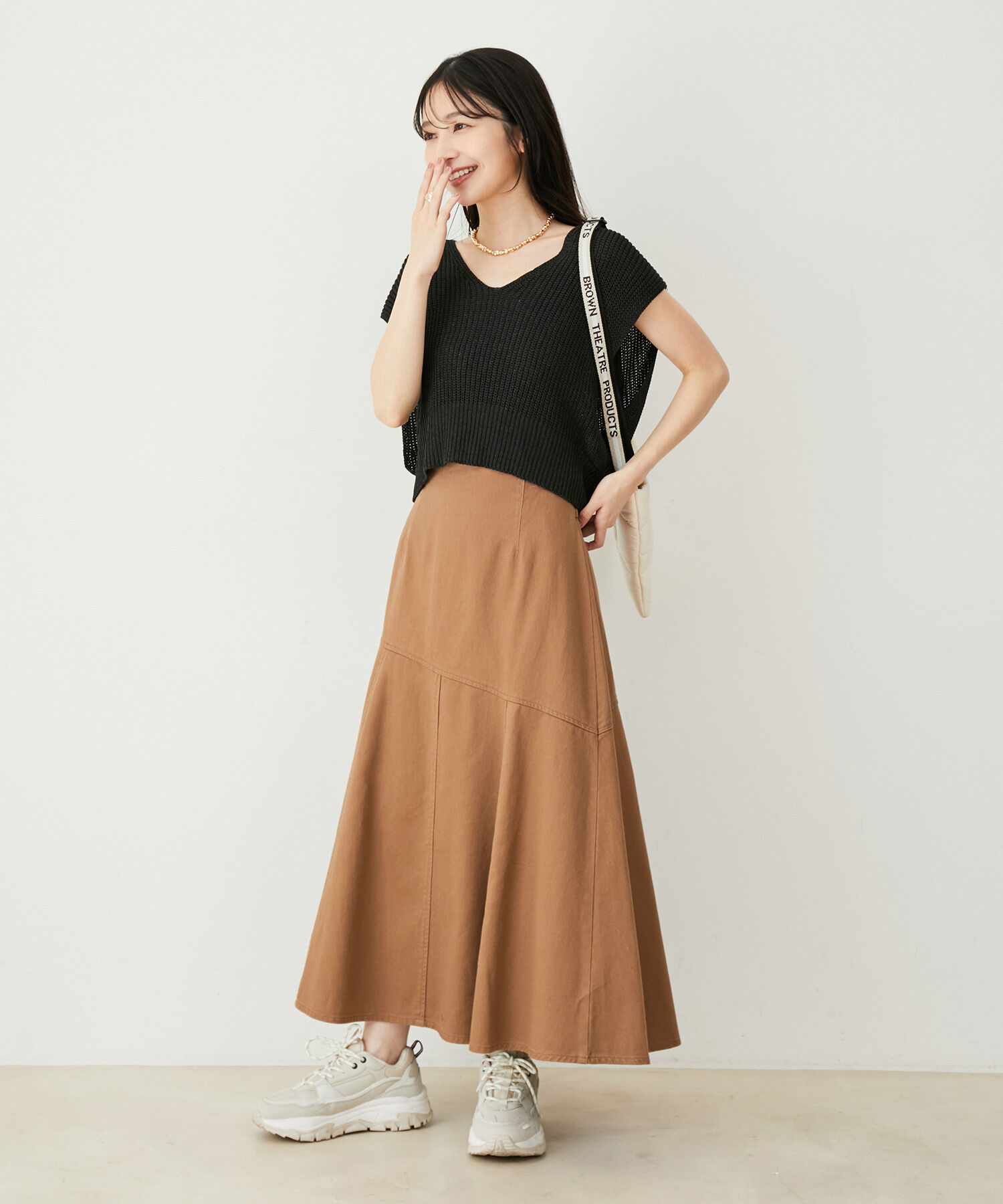 VIS「【選べる着丈・マルチWAY】ニットベスト付きワンピース【洗える】」|ワンピース|