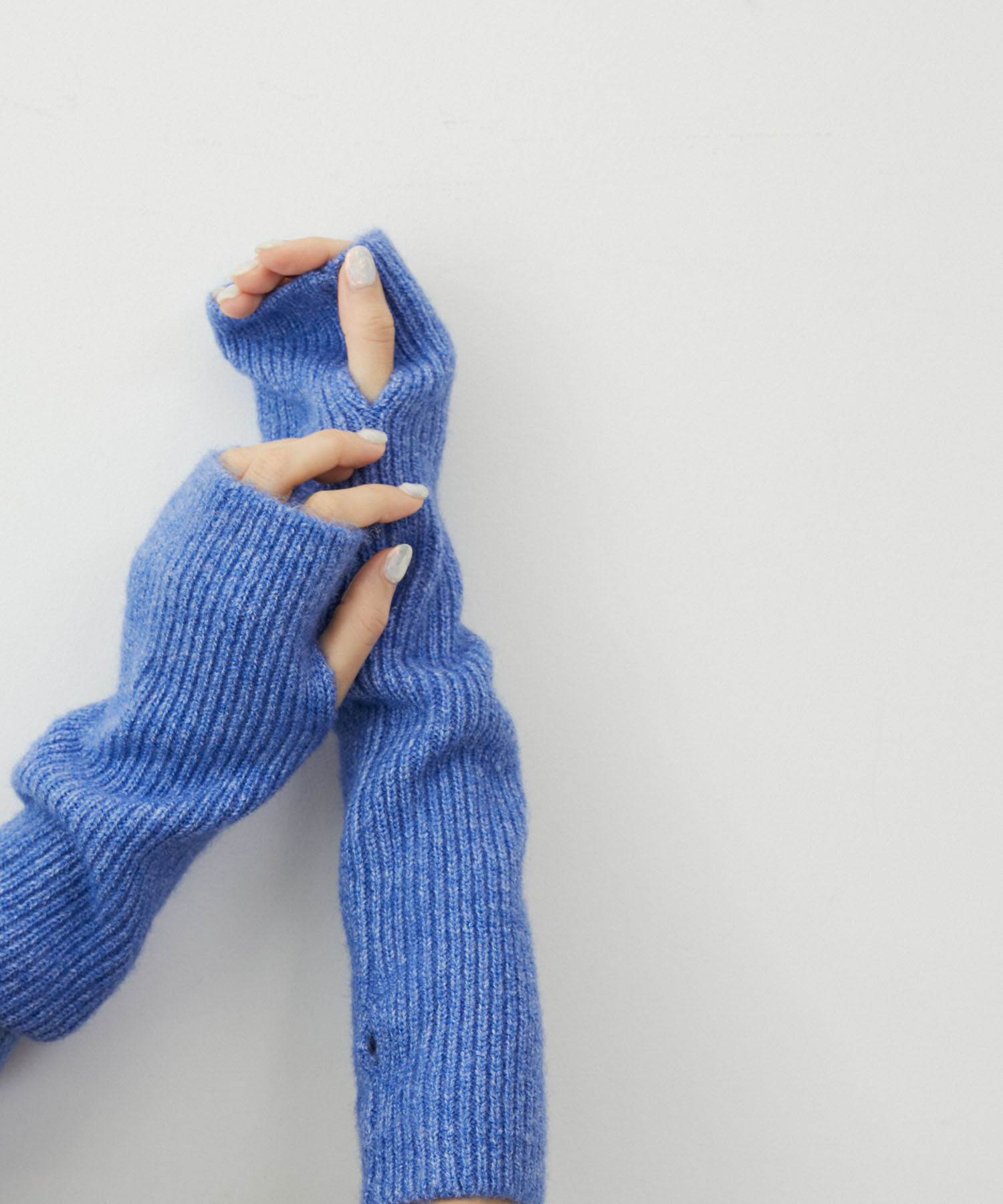 VIS「【2WAY】フィンガーレスリブニットアームウォーマー」|手袋|ブルー(44)