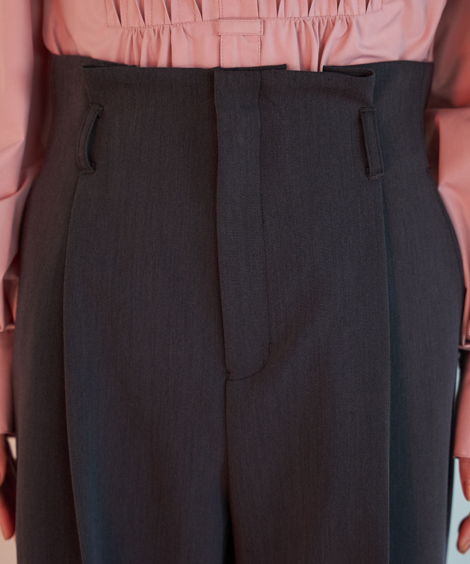 VIS「【洗える・防シワ】美easy裏起毛ワイドパンツ」|スラックス|