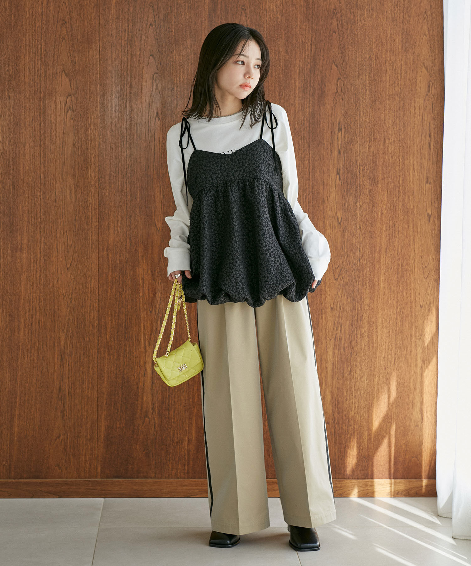 VIS「ジャガードバルーンリボンキャミソール」|キャミソール|