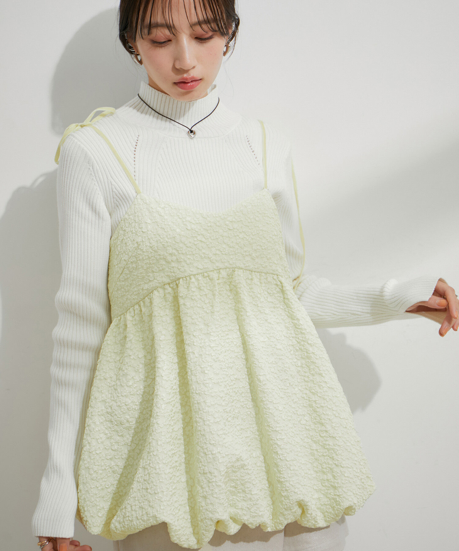 VIS「ジャガードバルーンリボンキャミソール」|キャミソール|