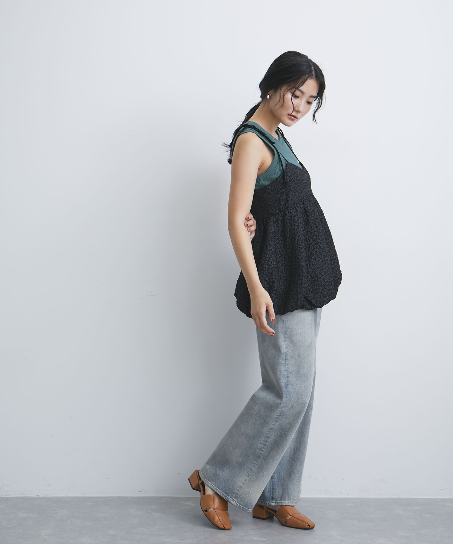 VIS「ジャガードバルーンリボンキャミソール」|キャミソール|