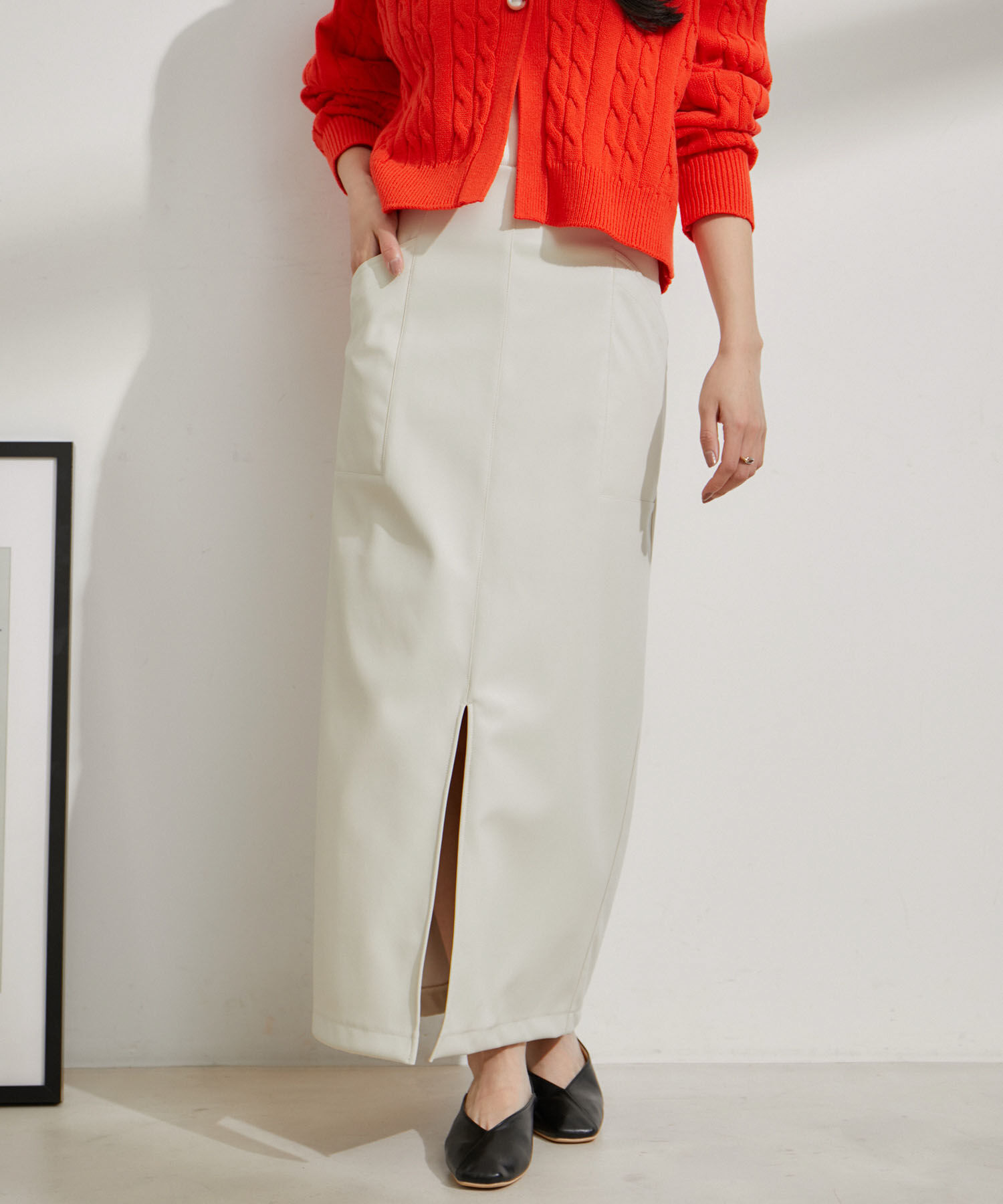 VIS「フェイクレザーIラインスカート」|スカート|キナリ(16)