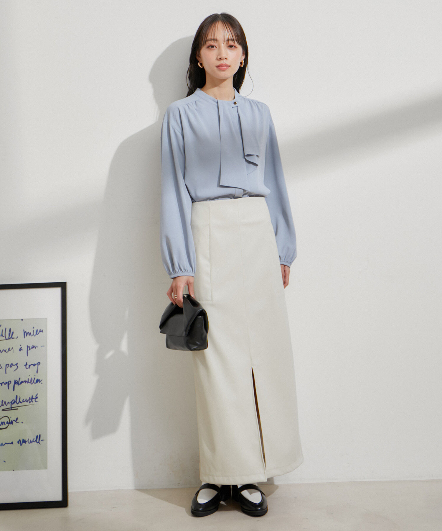 VIS「フェイクレザーIラインスカート」|スカート|