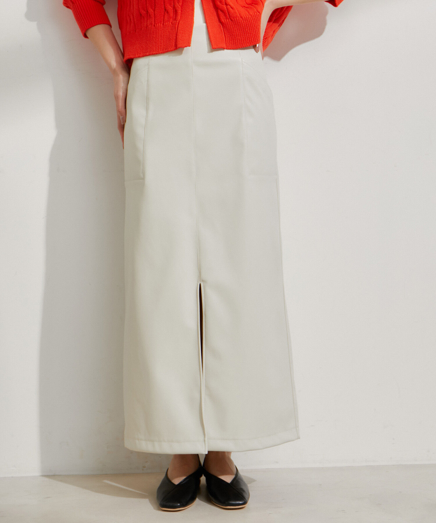 VIS「フェイクレザーIラインスカート」|スカート|