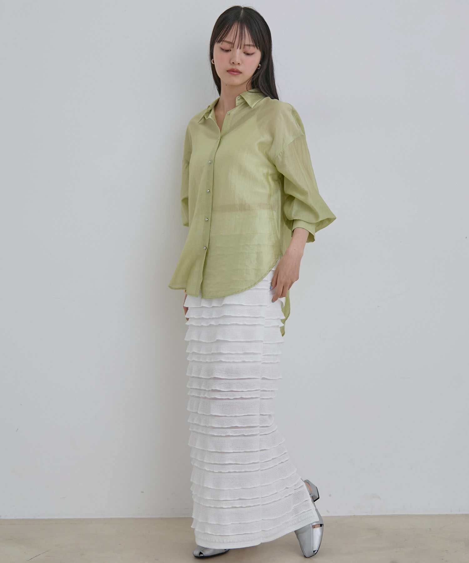 VIS「メタル釦シンプルシアーシャツ」|シャツ・ブラウス|