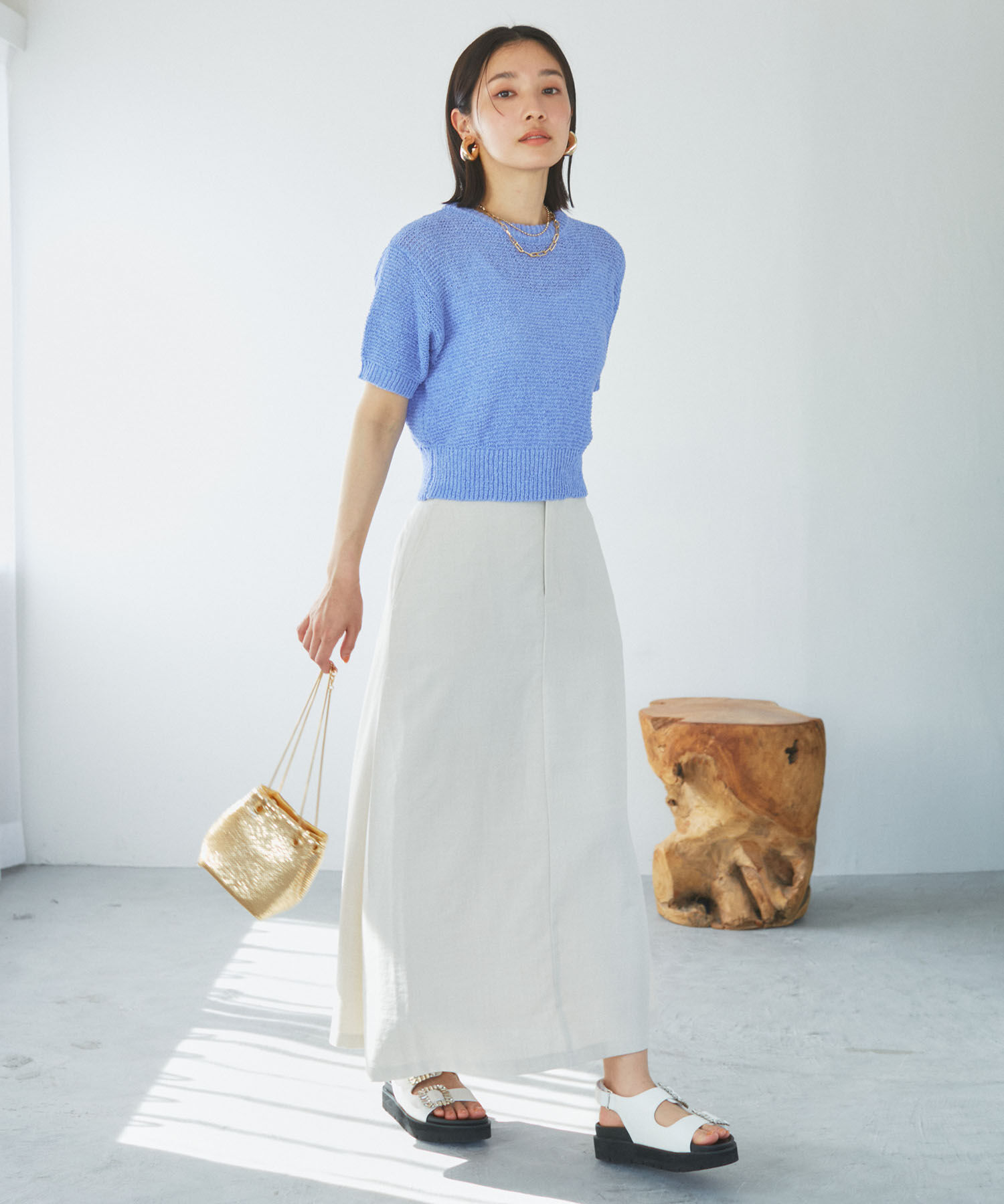 VIS「美easyリネンライクAラインスカート【洗える】【低身長～高身長】」|スカート|