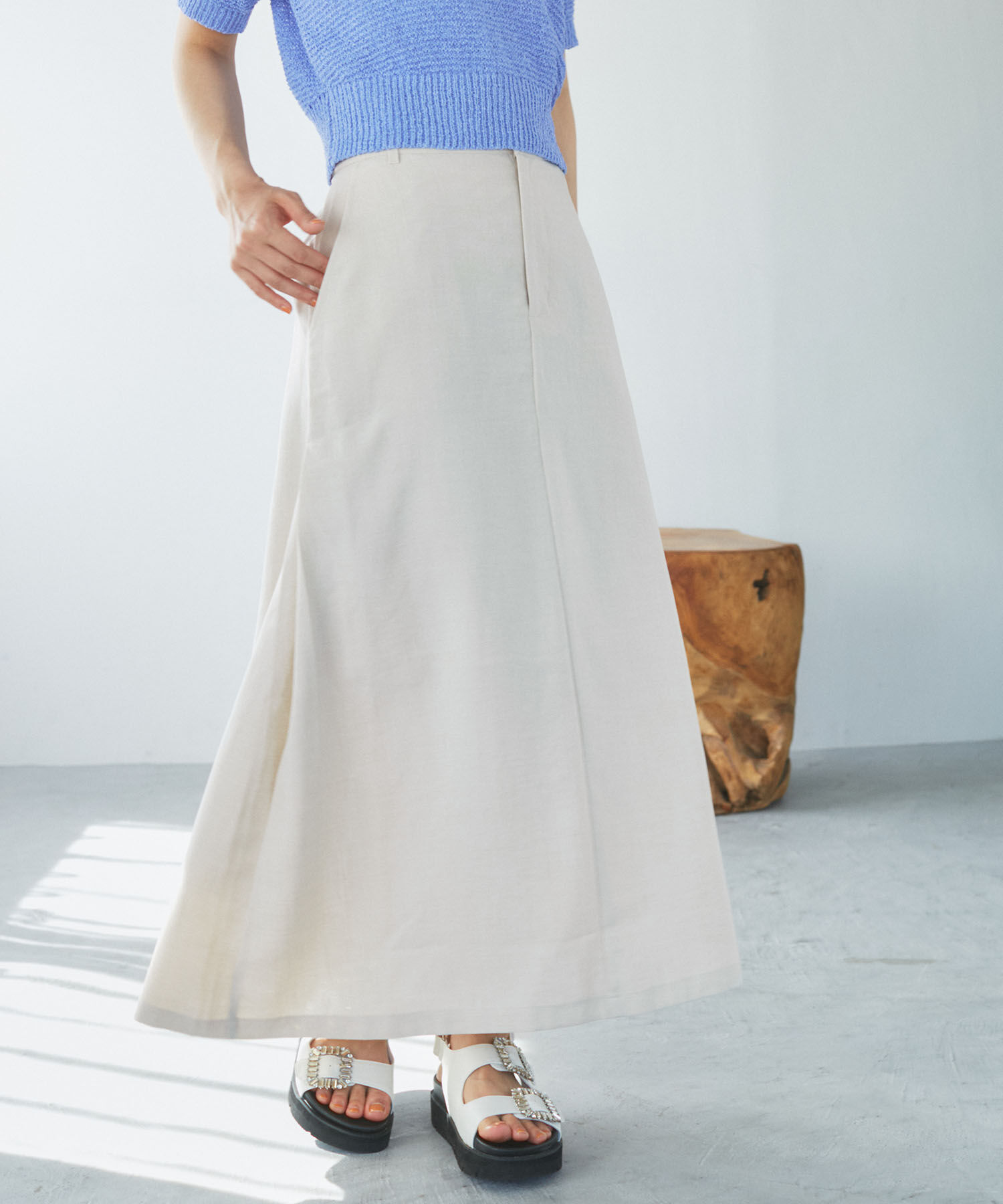 VIS「美easyリネンライクAラインスカート【洗える】【低身長～高身長】」|スカート|