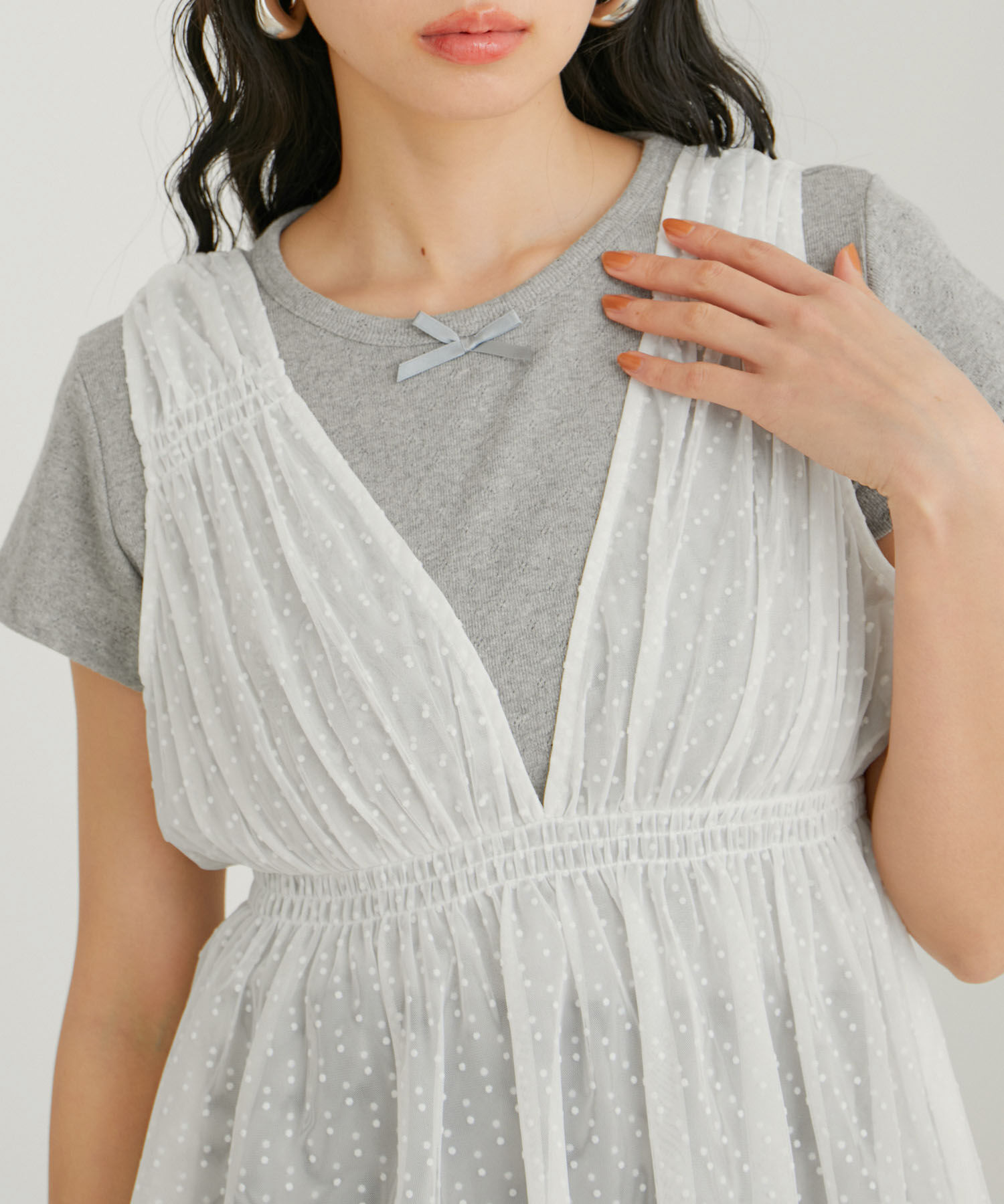 VIS「【WEB/一部店舗限定】パターンメッシュミニＴシャツ」|Tシャツ・カットソー|グレー(07)