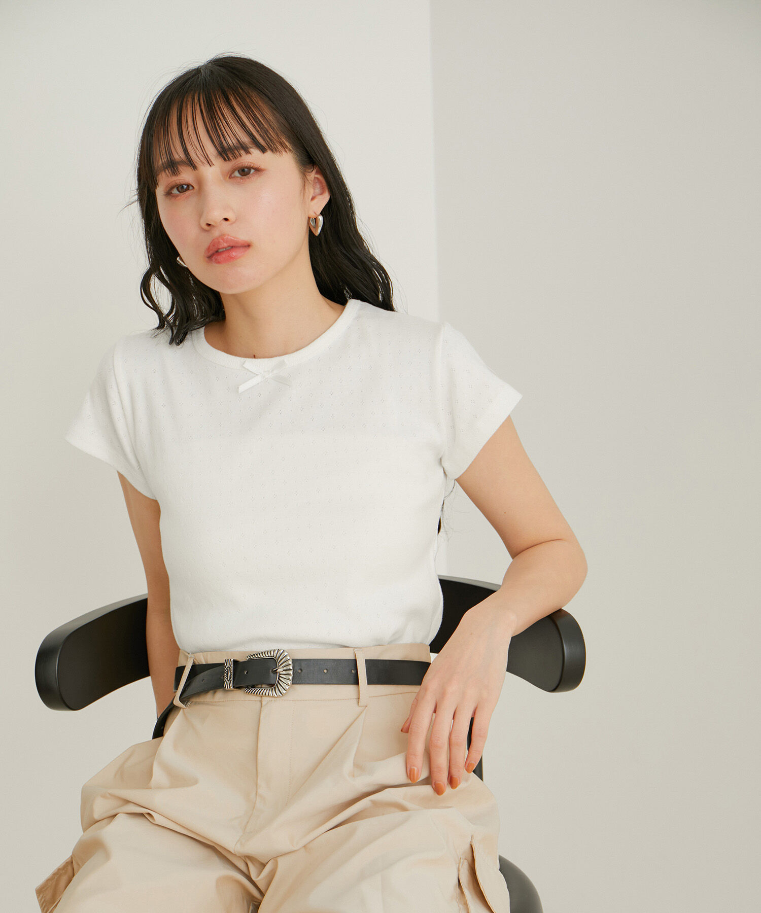 VIS「【WEB/一部店舗限定】パターンメッシュミニＴシャツ」|Tシャツ・カットソー|
