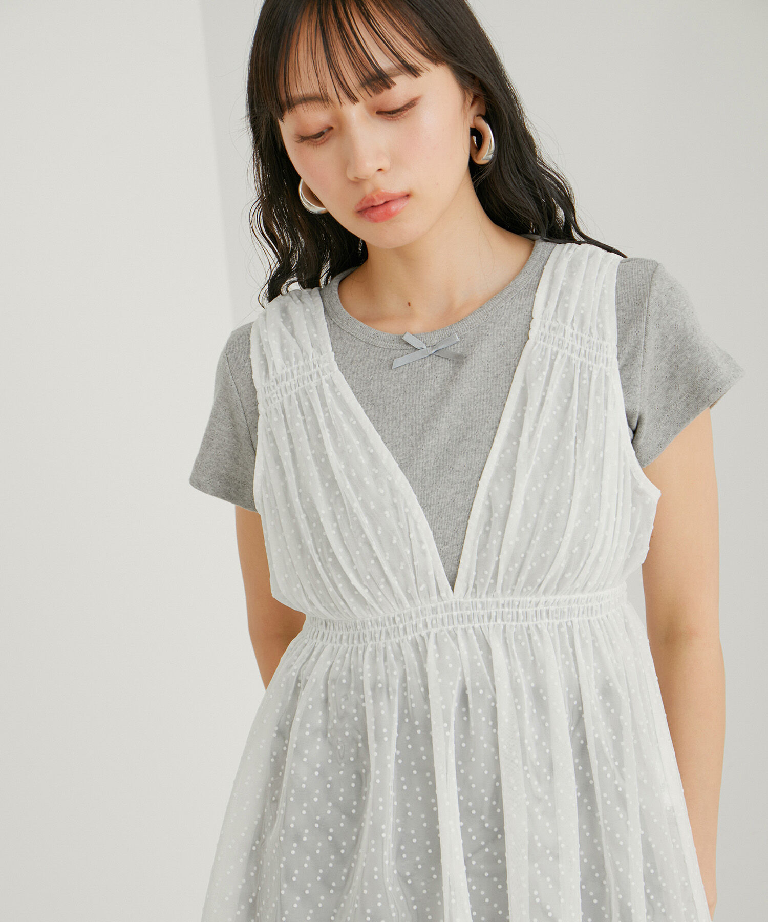VIS「【WEB/一部店舗限定】パターンメッシュミニＴシャツ」|Tシャツ・カットソー|