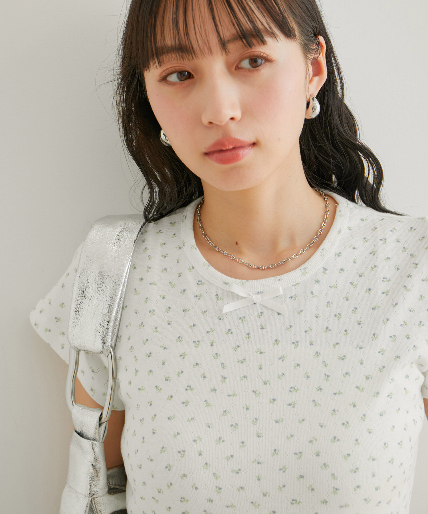 VIS「【WEB/一部店舗限定】パターンメッシュミニＴシャツ」|Tシャツ・カットソー|